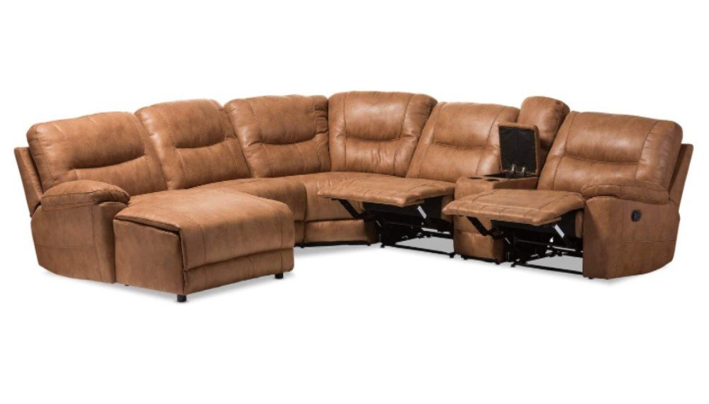 Baxton Studio Mistral Modern and Contemporary Sectional with Recliners Corner Lounge Suite