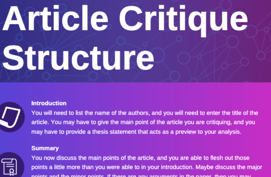 Critique of an Article